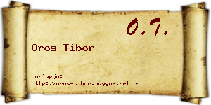 Oros Tibor névjegykártya